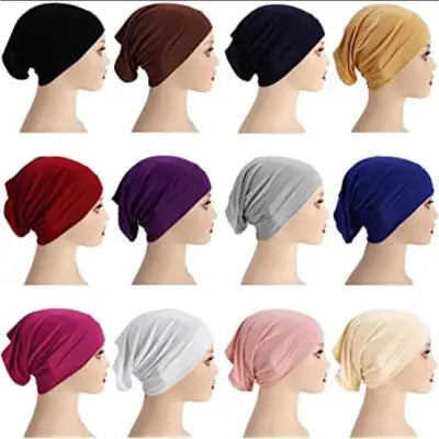 Pack of 10 plain Head scarf inner hijab cap-Muslim hijab cap-Women Islamic underscarf hijab cap in multi colors