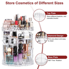 360° Rotating Makeup Organizer Stand - Cosmetic Holder Acrylic