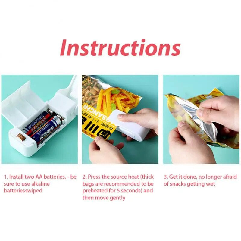 Portable Mini Sealer Home Heat Bag Plastic Household Electronic Mini Heat Sealing Machine Plastic Food Snacks Bag Packing Sealer Tool