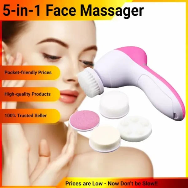 5 In 1 Electric Facial Cleaner Face Skin Care Brush Massager