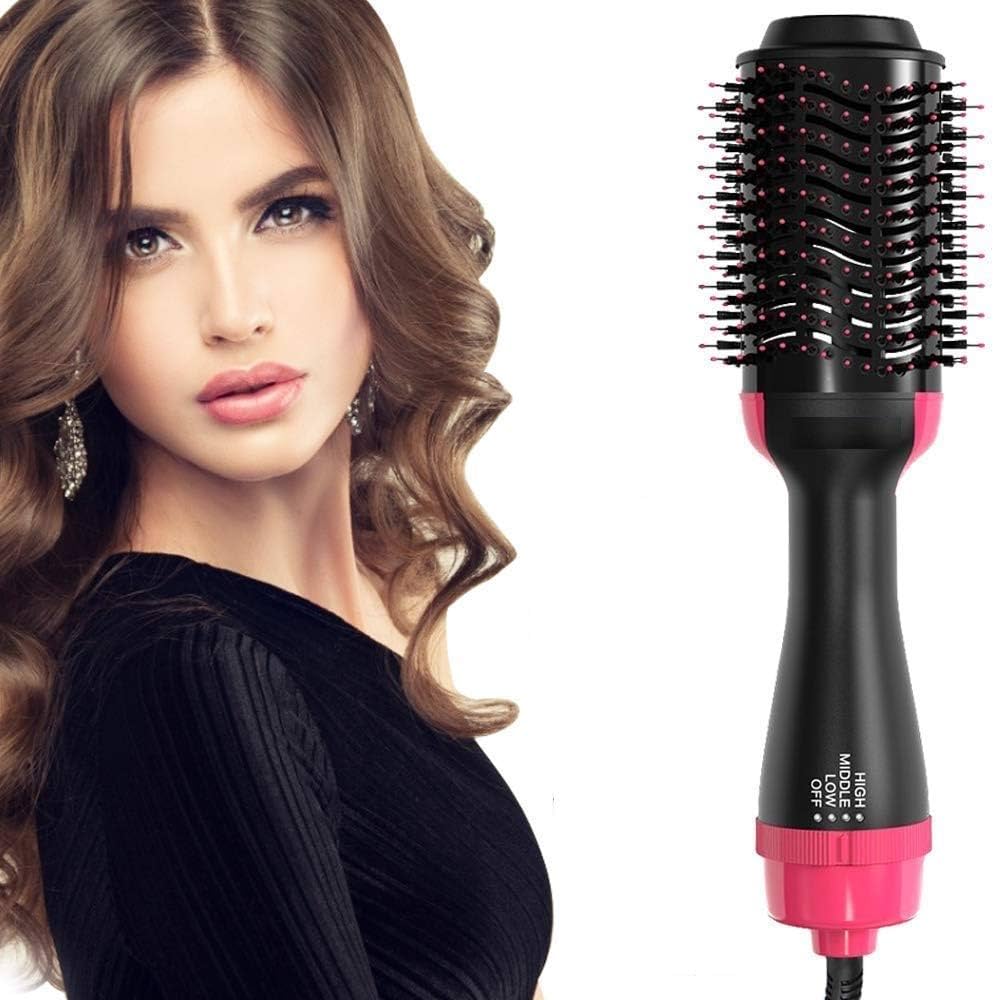 3-in-1 Hair Styler: Dryer, Straightener, and Curler for Women – Versatile Hot Air Brush with Comb for Drying, Straightening, and Curling