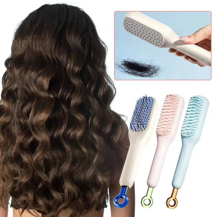 Self Cleaning Hair Brush, One-click Cleaning Telescopic Hair Comb, Anti-static Telescopic Hairbrush, Anti-hair Entangled Automatic